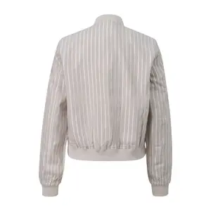 Women's Linen Blend Aviator Jacket QS image-1
