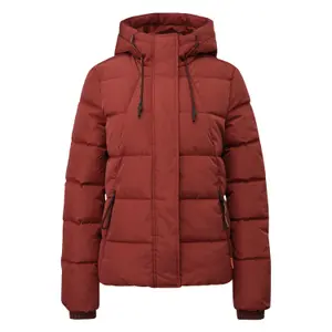 Women's Hooded Puffer Jacket with Elastic Hem QS image-0