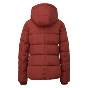 Women's Hooded Puffer Jacket with Elastic Hem QS image-1