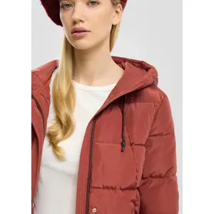 Women's Hooded Puffer Jacket with Elastic Hem QS image-3
