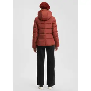 Women's Hooded Puffer Jacket with Elastic Hem QS image-4