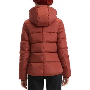 Women's Hooded Puffer Jacket with Elastic Hem QS image-5
