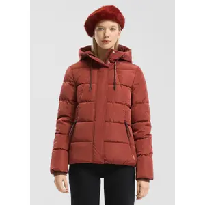 Women's Hooded Puffer Jacket with Elastic Hem QS image-6