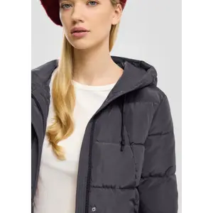 Women's Hooded Puffer Jacket with Elastic Hem QS image-3