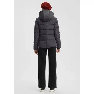 Women's Hooded Puffer Jacket with Elastic Hem QS image-4