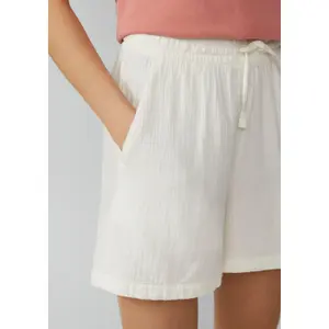 Loose Fit Elastic Waist Muslin Shorts Women QS image-3