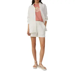Loose Fit Elastic Waist Muslin Shorts Women QS image-6