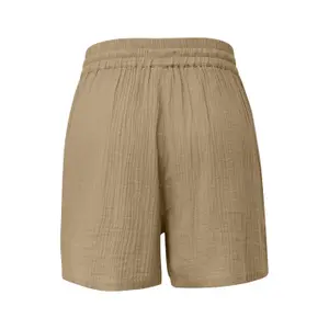Loose Fit Elastic Waist Muslin Shorts Women QS image-1