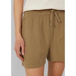Loose Fit Elastic Waist Muslin Shorts Women QS image-3