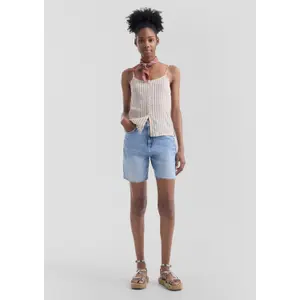 Women's Mom Fit Denim Bermuda Shorts QS image-1