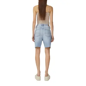 Women's Mom Fit Denim Bermuda Shorts QS image-5