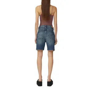 Women's Mom Fit Denim Bermuda Shorts QS image-5