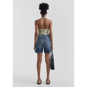 Women's Mom Fit Denim Bermuda Shorts QS image-6