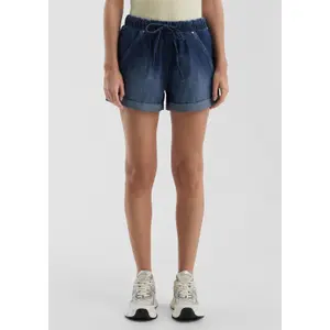 Wide Leg Denim Shorts with Drawstring Women QS image-0