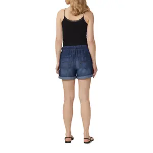 Wide Leg Denim Shorts with Drawstring Women QS image-5