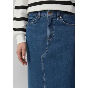 Womens Fitted Long Denim Midi Skirt with Split QS image-3