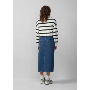 Womens Fitted Long Denim Midi Skirt with Split QS image-4