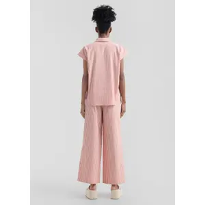 Striped Oversized Shoulder Blouse Women QS image-5