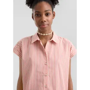 Striped Oversized Shoulder Blouse Women QS image-6