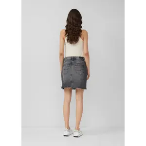 Women's Flared Denim Skirt Used Effect Frayed Hem QS image-4