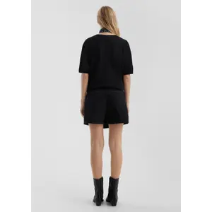High-Waisted Denim Skirt-Short with Chain Women QS image-6