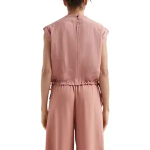 Women's Sleeveless Blouse with Drawstring Hem QS image-5