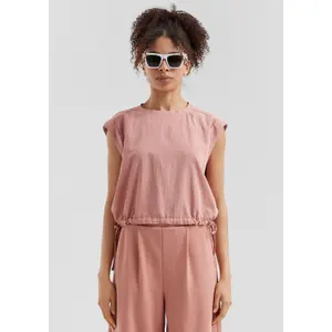 Women's Sleeveless Blouse with Drawstring Hem QS image-6