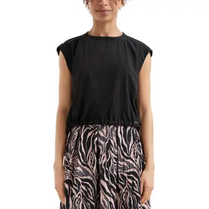 Women's Sleeveless Blouse with Drawstring Hem QS image-2