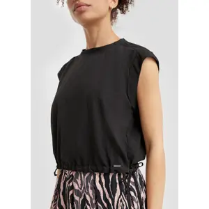 Women's Sleeveless Blouse with Drawstring Hem QS image-3