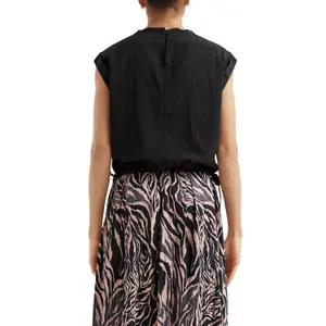Women's Sleeveless Blouse with Drawstring Hem QS image-5