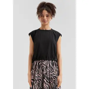 Women's Sleeveless Blouse with Drawstring Hem QS image-6