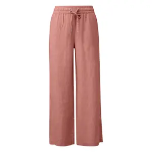 Elasticated Waist Wide Leg Linen Blend Trousers Women's QS image-0