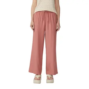 Elasticated Waist Wide Leg Linen Blend Trousers Women's QS image-2