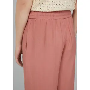 Elasticated Waist Wide Leg Linen Blend Trousers Women's QS image-3