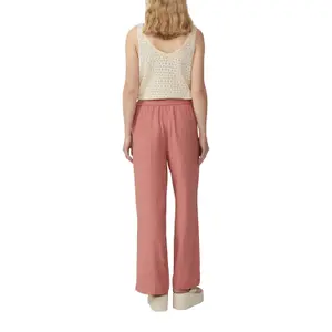 Elasticated Waist Wide Leg Linen Blend Trousers Women's QS image-5