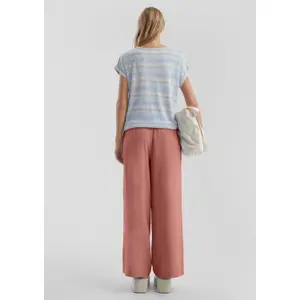 Elasticated Waist Wide Leg Linen Blend Trousers Women's QS image-6