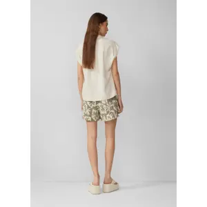 Elasticated Hem Patterned Muslin Top for Women QS image-4