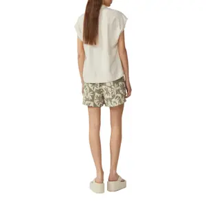 Elasticated Hem Patterned Muslin Top for Women QS image-5