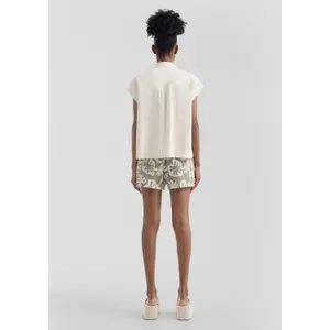 Elasticated Hem Patterned Muslin Top for Women QS image-6