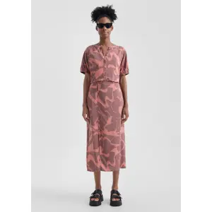Printed Midi Skirt with Button Closure for Women QS image-1