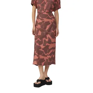 Printed Midi Skirt with Button Closure for Women QS image-2
