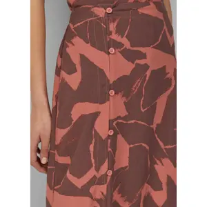 Printed Midi Skirt with Button Closure for Women QS image-3