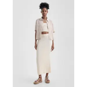 Women's Fitted Midi Skirt in Textured Jersey QS Interlock image-1
