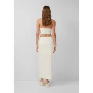Women's Fitted Midi Skirt in Textured Jersey QS Interlock image-4