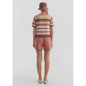 Women's Short Sleeve Striped Cardigan QS image-6
