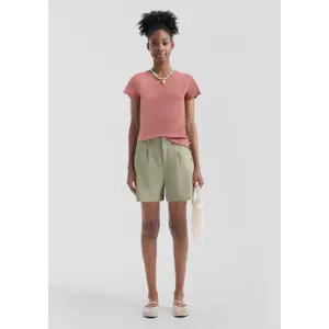 Womens Ribbed Knit T-shirt QS image-1