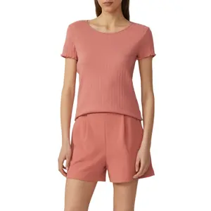 Womens Ribbed Knit T-shirt QS image-2