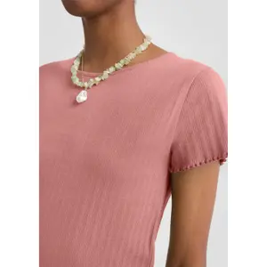 Womens Ribbed Knit T-shirt QS image-6