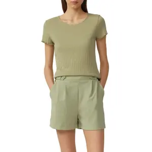 Womens Ribbed Knit T-shirt QS image-2