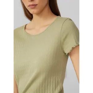 Womens Ribbed Knit T-shirt QS image-3